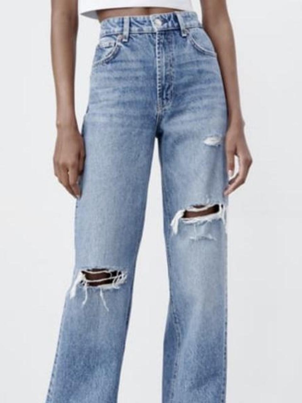 Zara Light Blue High-Rise Wide-Leg Jeans - Picture 1 of 5